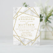 Mariage géométrique Marbre et Faux Gold Invitation (Debout devant)