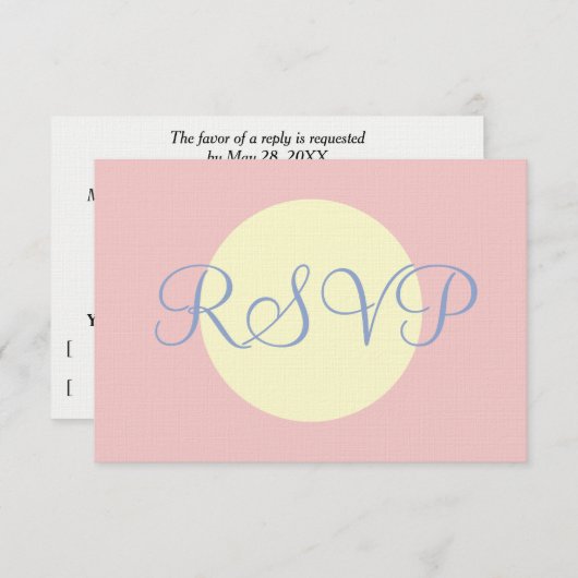 Mariage géométrique Rose bleu pastel doux RSVP (Devant / Derrière)