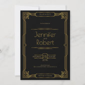 Mariage Gold Art Déco Invitation (Devant)