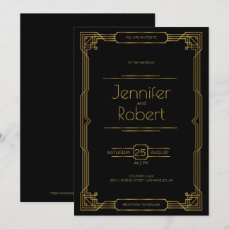 Mariage Gold Art Déco Invitation