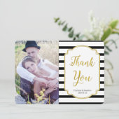 Mariage Gold Black Stripes Cartes photos Mercis (Debout devant)