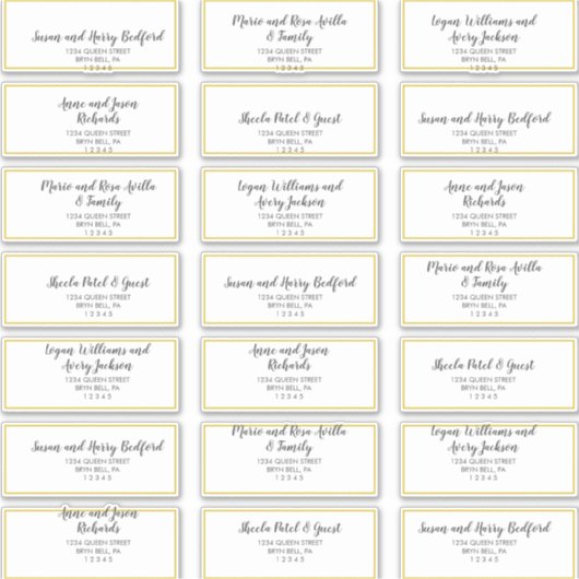 Mariage Gold Confetti Étiquettes de adresse invité (Devant)