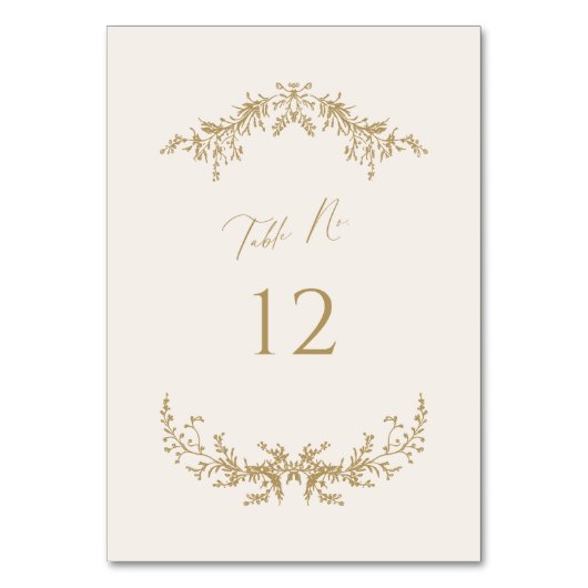 Mariage Gold & Cream Numéro de la carte Panneau (Par défaut)