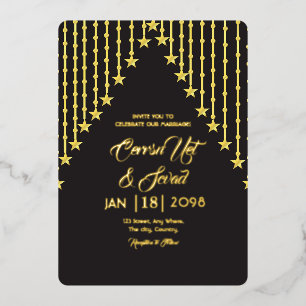Mariage Gold et Black Invitation Gold Foil