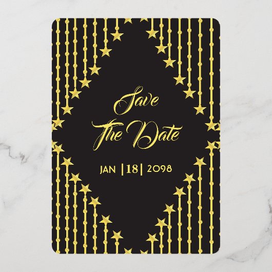 Mariage Gold et Black Invitation Gold Foil (Verso)