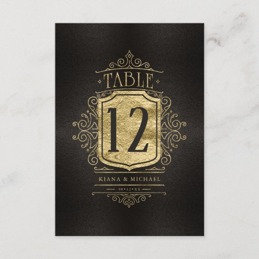 Mariage Gold Filigree fin Numéro de table ID871 (Devant)