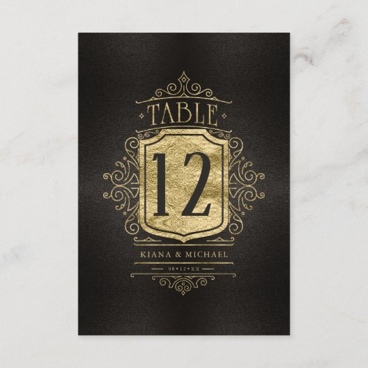 Mariage Gold Filigree fin Numéro de table ID871 (Dos)