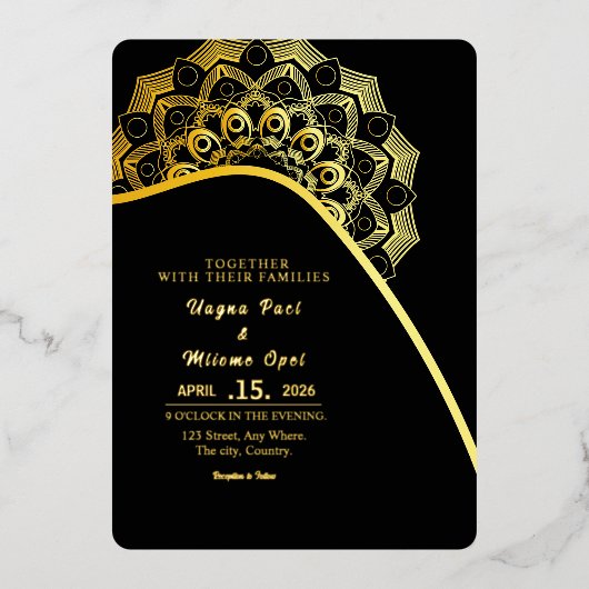 Mariage Gold Foil Luxury Invitation Card Design (Recto)
