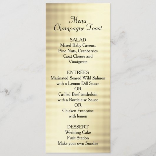 Mariage, Gold Foil, menu personnalisé (Devant)