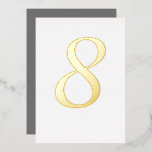 Mariage Gold Foil Numéro de table Couleur personna<br><div class="desc">Véritable feuille d'or; choisir entre de l'or,  de l'argent ou de l'or rose. Choisissez une couleur ou ajoutez votre propre motif à l'avant et à l'arrière. Customisez la police à votre convenance.</div>