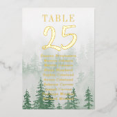 Mariage Gold Foil Numéros de table Forêt À feuilla (Recto)