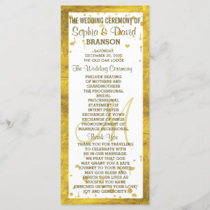 Mariage Gold Frame Confetti Programme personnalisé