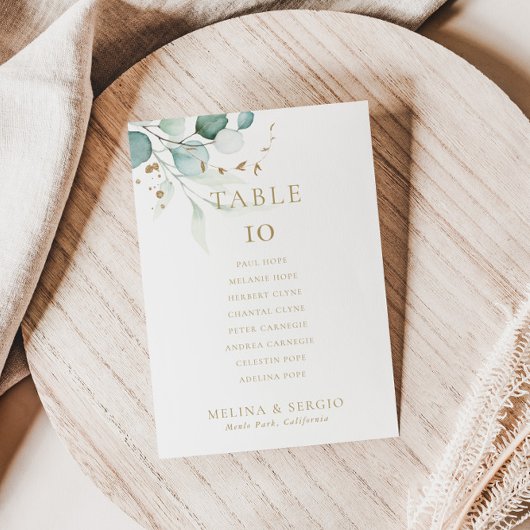 Mariage Gold Green Tableau 6 Carte graphique de si