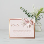Mariage Gold Rose Blush Détails Carte de boîtier (Debout devant)