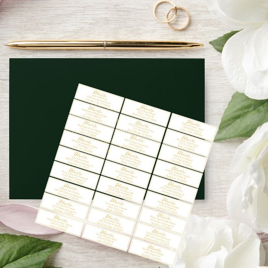Mariage Gold Script Étiquette de adresse invité