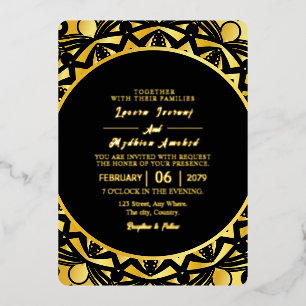 Mariage Golden Luxury Invitation Card Gold Foil