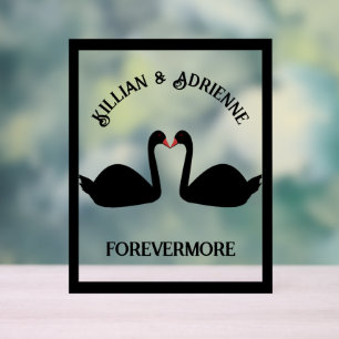 Mariage gothique Baiser Cygnes Noirs Personnalisé