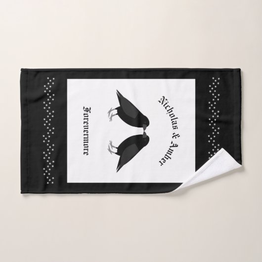 Mariage gothique Baiser Ravens Personnalisé (Serviette à main)