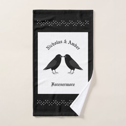 Mariage gothique Baiser Ravens Personnalisé (Serviette à main)