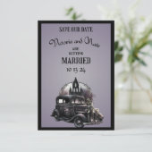 Mariage gothique, carte de sauvegarde de la date (Debout devant)