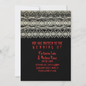 Mariage gothique dentelle rouge noir Invitation (Devant)
