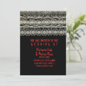 Mariage gothique dentelle rouge noir Invitation (Debout devant)