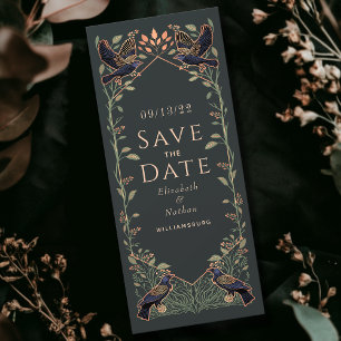 Mariage gothique enchanté avec corbeau carte de sa