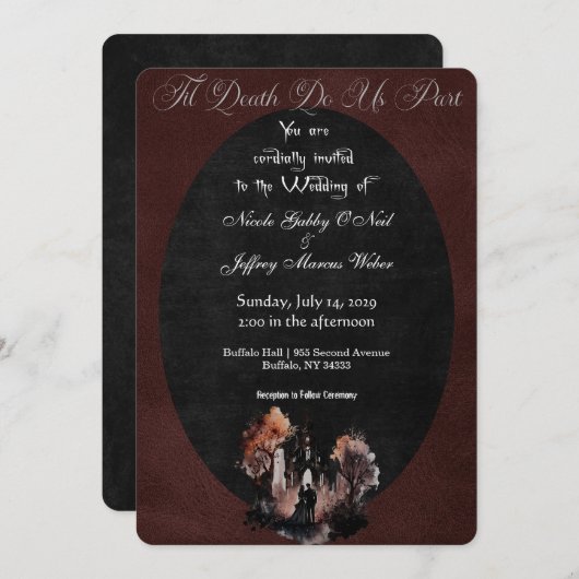 Mariage gothique Faire-part de mariage foncé (Devant / Derrière)