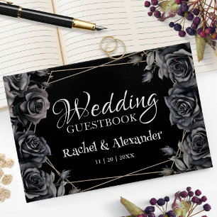 Mariage gothique Livre d'Invité Black Dark Floral