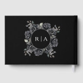 Mariage gothique Livre d'Invité Black Dark Floral (Verso)