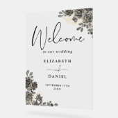 Mariage Gothique Noir Et Or Floral Bienvenue (Angle)