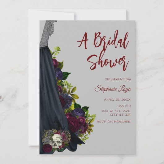 Mariage gothique robe nuptiale douche Invitation (Devant)