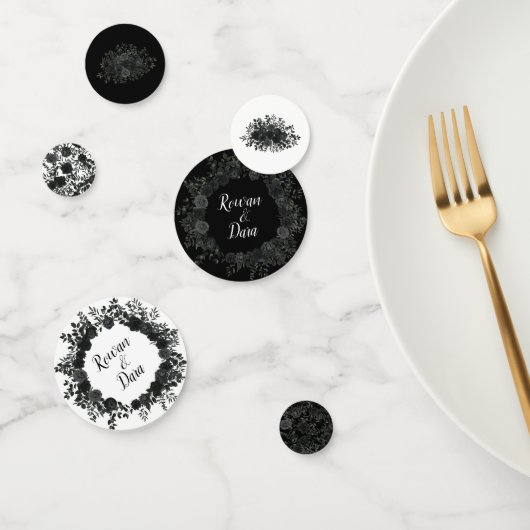 Mariage gothique Rose blanc et noir Confetti (Groupe)