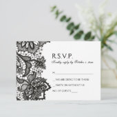 Mariage gothique RSVP - Motif de dentelle noire (Debout devant)