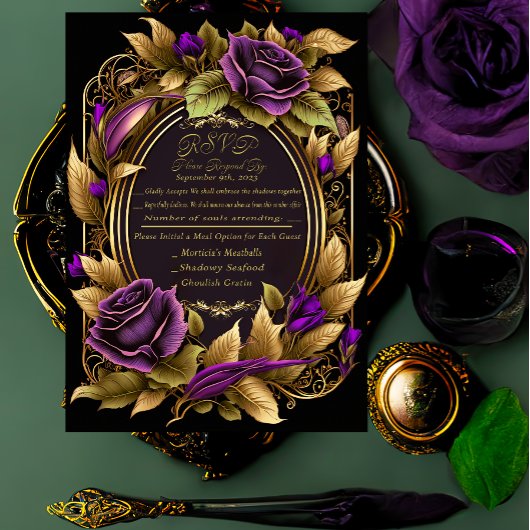 Mariage gothique violet et noir exquis RSVP