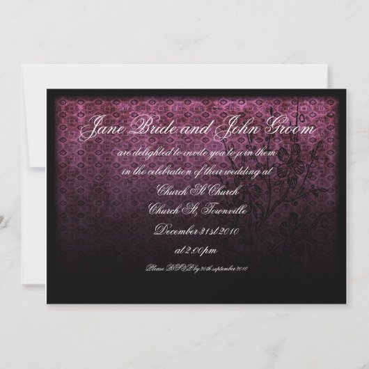 Mariage gothique violet, invitation (Devant)