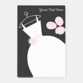 Mariage Gown Texte rose noir post-it note (Devant)
