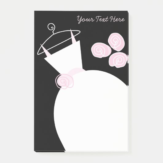 Mariage Gown Texte rose noir post-it note (Devant)