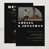 Mariage gras moderne | Invitation photo Boho Arch (Devant / Derrière)