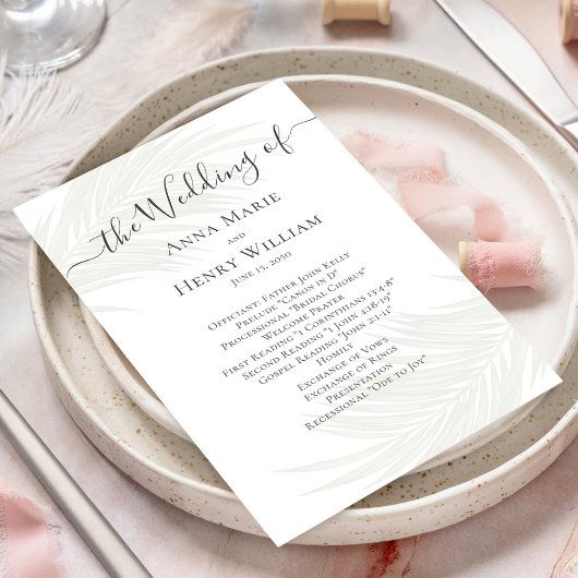 Mariage Green Botanical Programme Palm Feuille