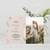 Mariage gris beige Invitations avec photo (Debout devant)