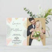 Mariage gris beige Invitations avec photo (Debout devant)