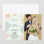 Mariage gris beige Invitations avec photo (Devant / Derrière)