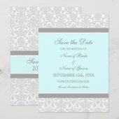 Mariage gris bleu Enregistrer la carte de date (Devant / Derrière)