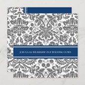 Mariage gris bleu Vow Renouvellement Invitation (Devant / Derrière)