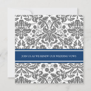 Mariage gris bleu Vow Renouvellement Invitation