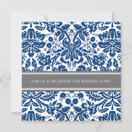Mariage gris bleu Vow Renouvellement Invitation (Devant)