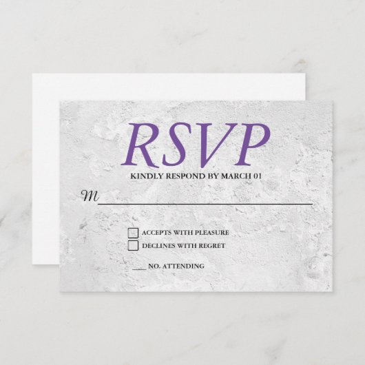 Mariage gris clair Mur RSVP Réponse Réponse modern (Devant / Derrière)