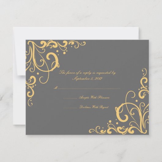 Mariage Gris et Jaune RSVP (Devant)