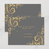 Mariage Gris et Jaune RSVP (Devant / Derrière)